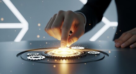 Activating Gear: Business Innovation - Symbolizing progress, technology, innovation, collaboration, and future success through the strategic interaction of gears
