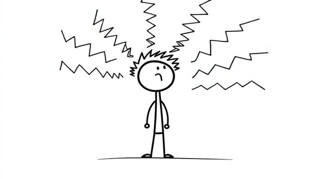 Hand Drawn Character Overwhelmed By Shock Wave Surprise