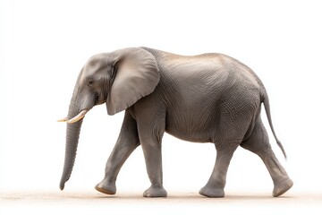 Obraz premium Majestic Elephant Walking Gracefully Across a Bright and Soft Background in Natural Habitat