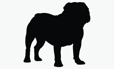 bulldog silhouette vector, standing dog shape, muscular dog outline, strong pet icon, simple dog graphic
