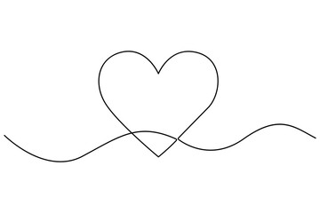 Continuous one line Heart and love sign symbol drawing Isolated on white background art illustration

