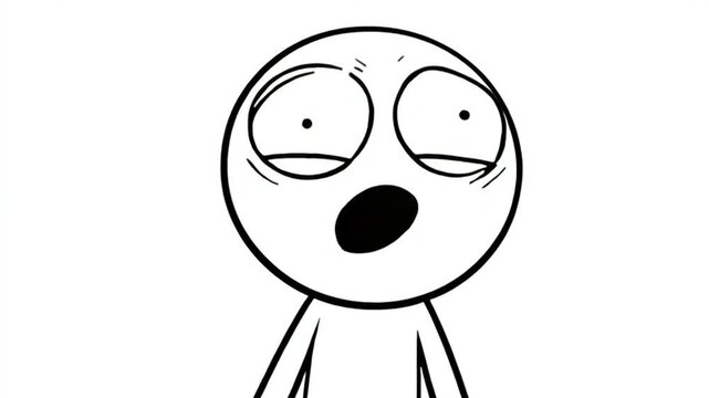 Animated Character Showing Worried Surprise Close Up