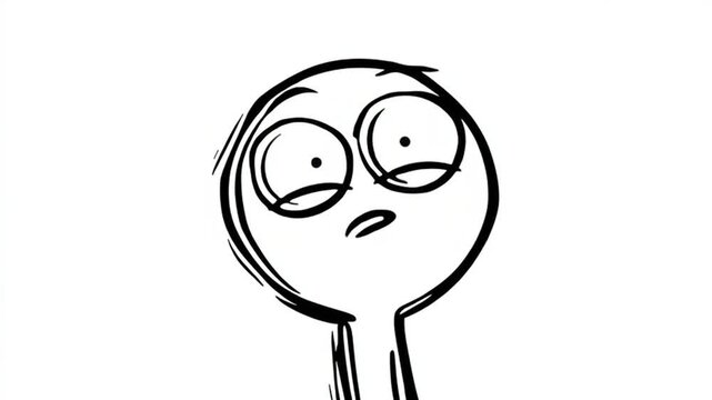 Wide Eyed Character Looking Up In Shock