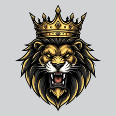 Fototapeta premium vector Golden Lion King with Crown