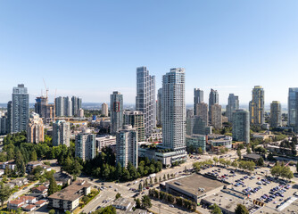 Aerial View of Burnaby's Modern Skyline in Greater Vancouver, BC, Canada