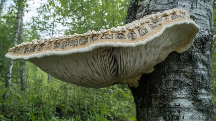 Fototapeta premium Birch bracket fungus growing on tree trunk