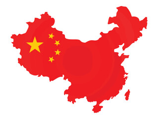  Map of China filled with national flag design—red field and five yellow stars—symbol of unity, sovereignty, and cultural pride