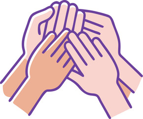 Abstract graphic illustration of interconnected hands forming a cohesive unit symbolizing teamwork unity and collaboration in a modern design