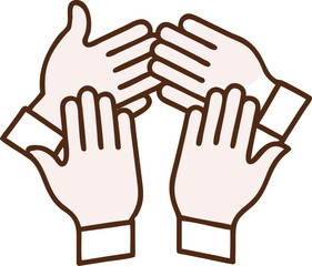 Abstract geometric illustration of interconnected human hands forming a symbolic gesture of unity collaboration and connection rendered in clean vector art