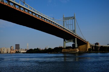 Bridge Curve Over East River on a Sunny Day (Queens, New York, USA)