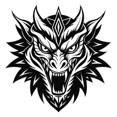 Dragon Head Mascot Vector Logo, tattoo, tshirt design