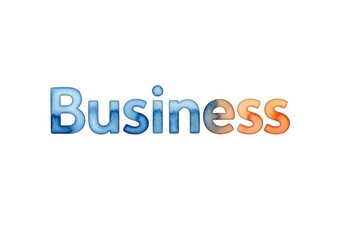 Watercolor Business Word Art - Blue and orange watercolor styled word art depicting the word "Business". Ideal for business branding, presentations, or marketing materials