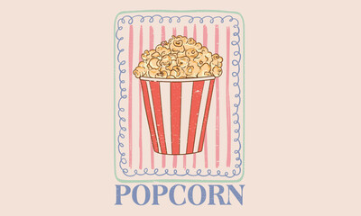 Popcorn graphic print deign for t shirt.