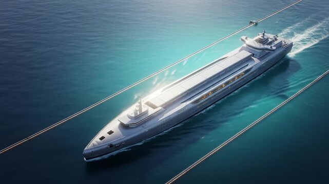 Futuristic Cargo Freight Ship Sailing on Calm Sea