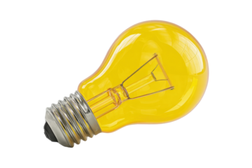 A bright, yellow incandescent light bulb