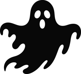 Spooky Black Ghost Silhouette: Halloween Icon