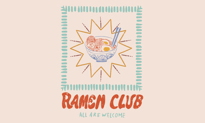  Ramen aet artwork for t shirt print, poster, sticker and other uses. Noodles t shirt design.