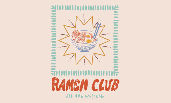 Ramen aet artwork for t shirt print, poster, sticker and other uses. Noodles t shirt design.