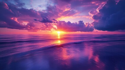 Obraz premium Vibrant sunset over a tranquil sea