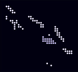 Solomon Islands dotted map. Digital style map of the country on dark background. Solomon Islands shape with circle dots. Colored dots style. Large size circles. Stylish vector illustration.