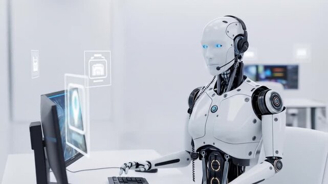 Robot Customer Service Representative at Work