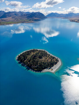 Aerial view of Lake Tekapo with turquoise waters