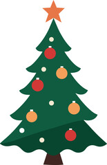 Fototapeta premium Christmas tree silhouette with ornaments and star isolated on white background