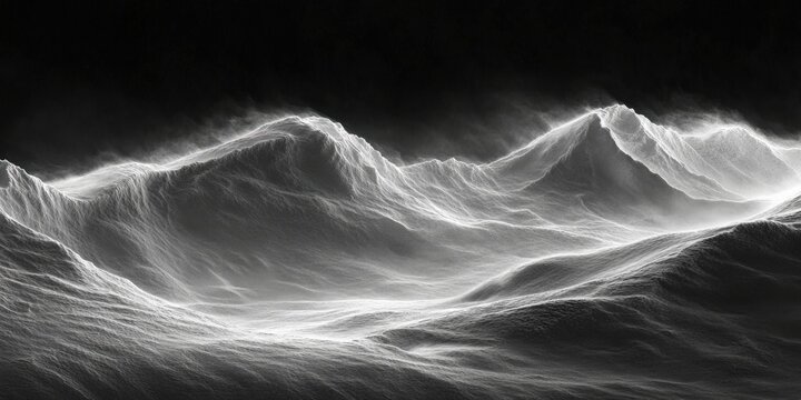 Majestic mountain range abstract landscape digital monochrome environment aerial view - Powered by Adobe