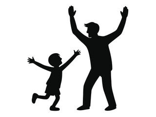 Father playing with his daughter, a silhouette vector