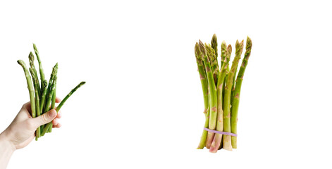 healthy organic asparagus stalks closeup