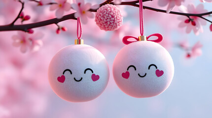 pink easter eggs on branch