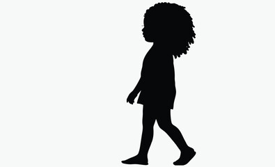 Afro girl silhouette, Collection of black woman face with stylized hairstyle, Vector illustration of girl head with stylized haircut
