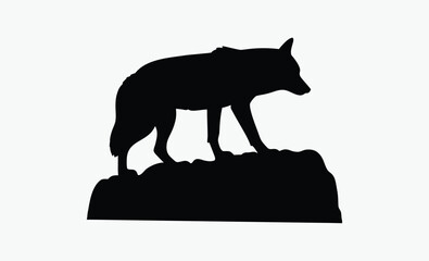 Wolf silhouette vector, Silhouette of a wolf vector illustration isolated on white background 