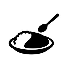 カレーライスのシルエットアイコン｜Silhouette icon of curry rice