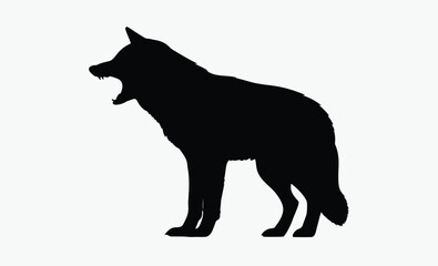 Wolf silhouette vector, Silhouette of a wolf vector illustration isolated on white background 