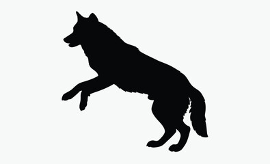 Wolf silhouette vector, Silhouette of a wolf vector illustration isolated on white background 