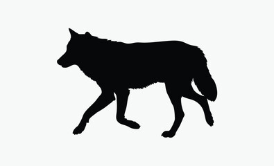 Wolf silhouette vector, Silhouette of a wolf vector illustration isolated on white background 