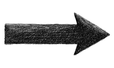 Obraz premium Black marker arrow hand-drawn on white background, isolated arrow icon with chalk and charcoal style. Spiral swirl vector, rough sketch, rustic marker stroke, handwritten arrow design