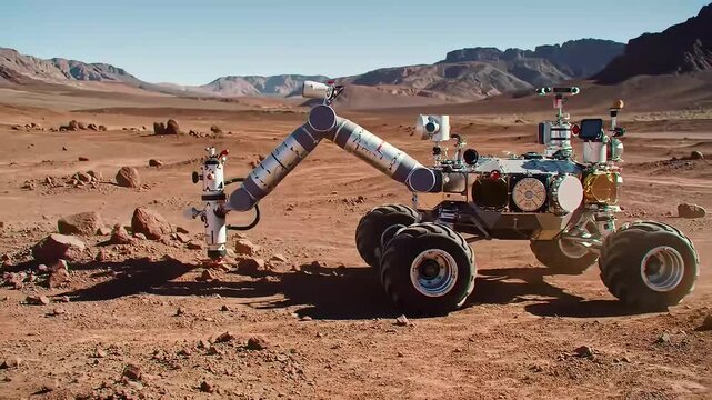 Mars Rover in Action Exploring the Red Planet