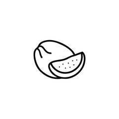 A cantaloupe Fruits icon line art vector illustration.