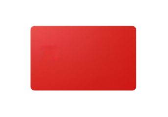 Blank red business card or credit card mockup with rounded corners. Isolated on transparent background, png