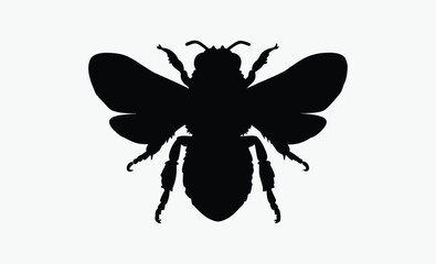Bee silhouette, bee silhouette illustration isolated on a white background 