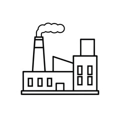 Factory Building with Chimney – Industrial Infrastructure, Manufacturing Facility, Urban Production Icon in Minimal Line Style