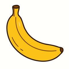 Fresh Banana Icon Doodle Style Flat Vector of Sweet Yellow Fruit