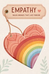 Empathy Builds Bridges That Last Forever Heart Rainbow Illustration