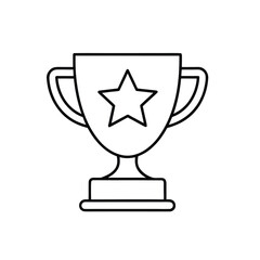 Trophy with Star on Pedestal – Achievement, Award, Recognition, Victory Icon in Minimal Line Style