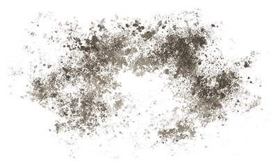 Dirty distressed grunge texture with heavy vignette effect on transparent background, rough eroded smudge overlay, halftone distressed mark, aged worn surface, old gritty style