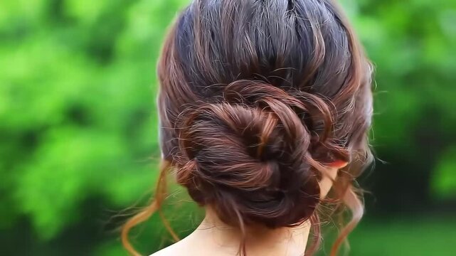 Romantic Bun Tutorial Effortless Hairstyle with Green Backdrop