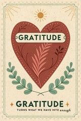 Obraz premium Heart Design with Quote on Gratitude and Nature Elements