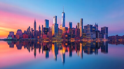 Fototapeta premium Colorful Manhattan skyline view